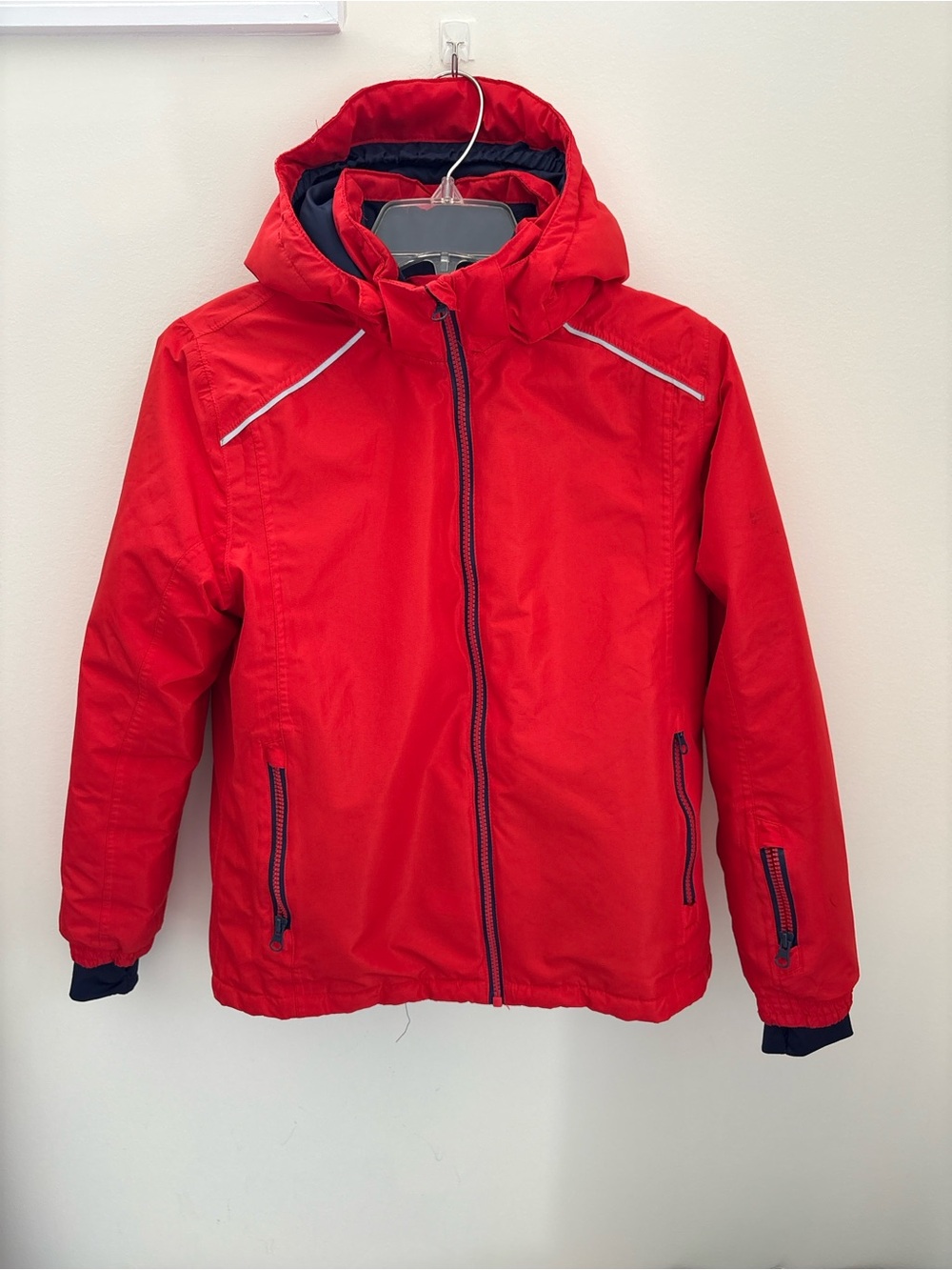 Kids Red Hooded Winter Ski Jacket - Youth Waterproof Coat